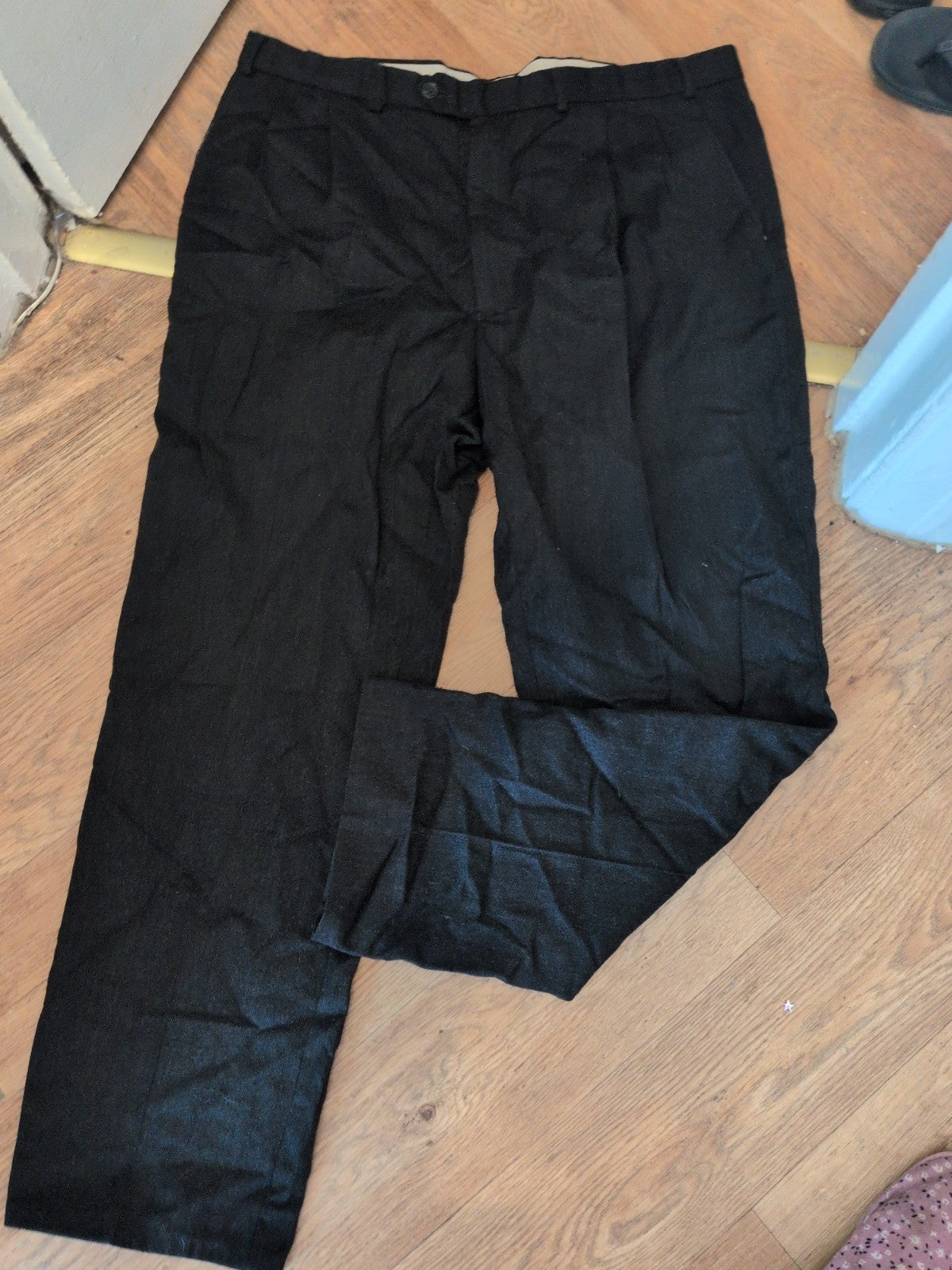 Marks And Spencer St Micheal 40/31 Wool Cashmere Dark Charcoal Trousers
