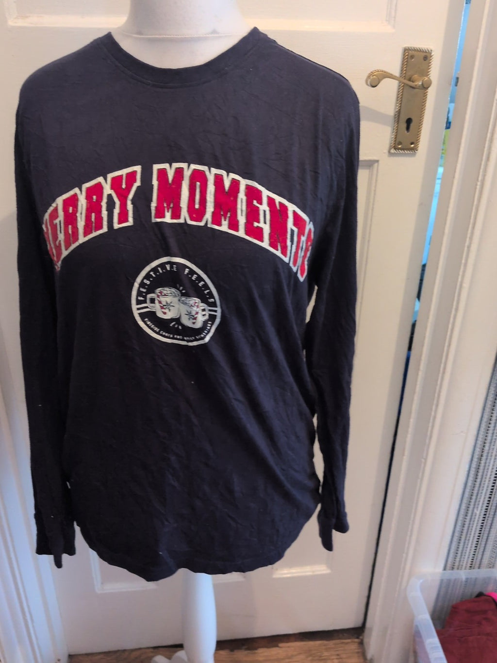 George Large Navy Merry Moments Long Sleeve Pyjama Top