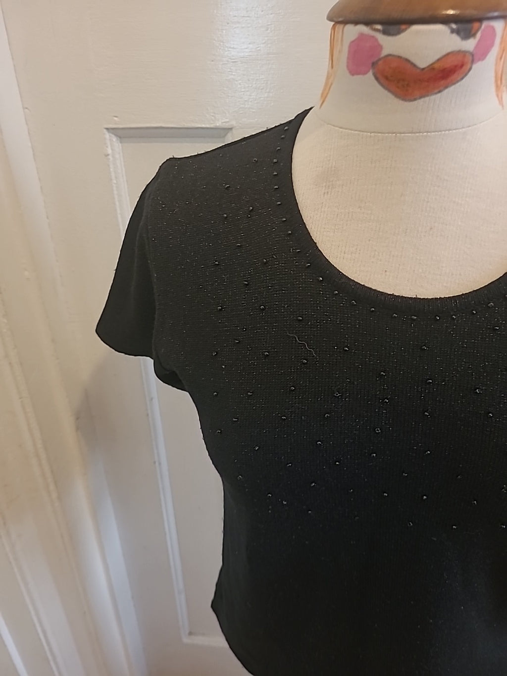 Ladies Tigi Size 10 Black Short Sleeved Diamonte Tshirt