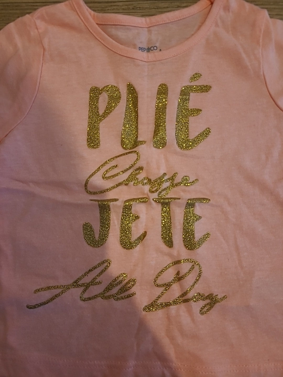 Pep&Co 12-18 Months Peach Gold Glitter Tshirt