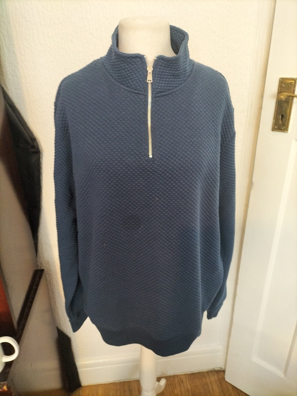 Mens Peacocks Size XL Navy Long Sleeved Textured Jumper Pullover