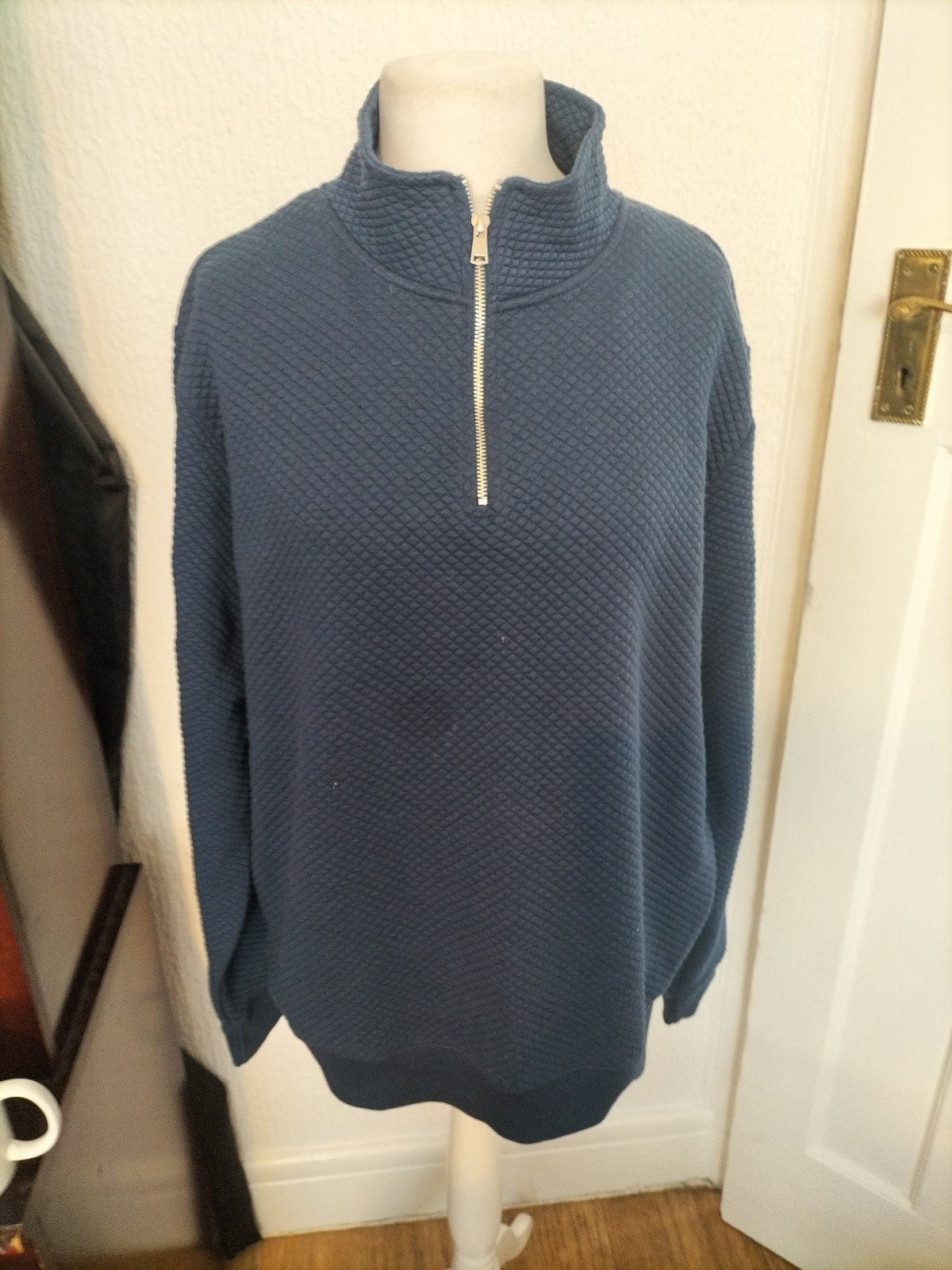 Mens Peacocks Size XL Navy Long Sleeved Textured Jumper Pullover