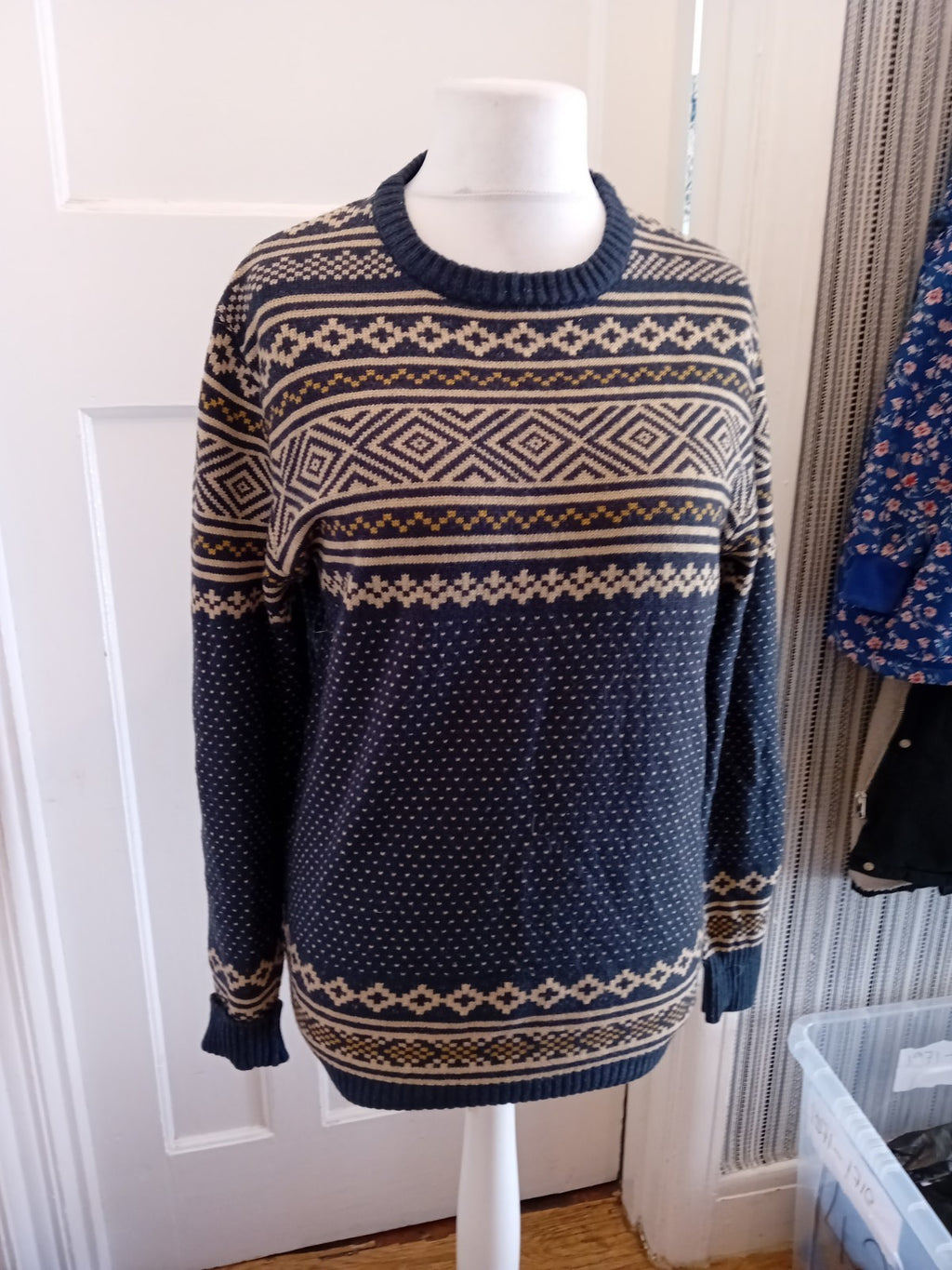 Jack&Jones Vintage Medium Navy And Beige Patterned Pullover Jumper