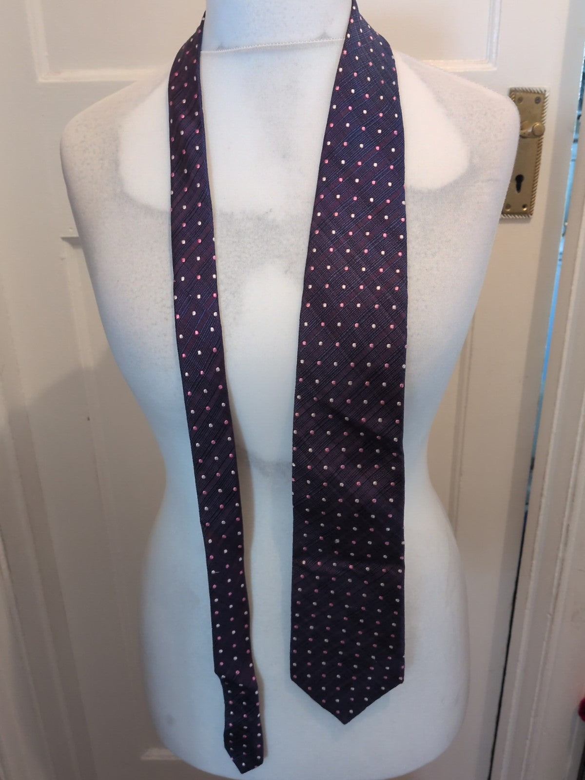 Marks And Spencers Purple Dotty Patterned Tie