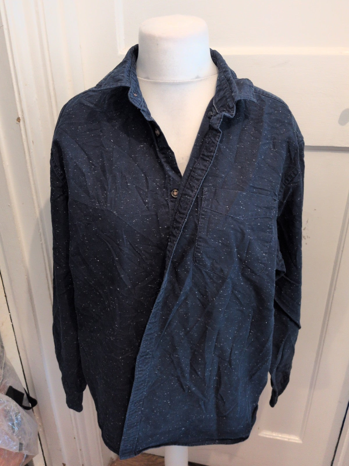 Marks And Spencer 2XL Navy With White Specks Long Sleeve Shirt