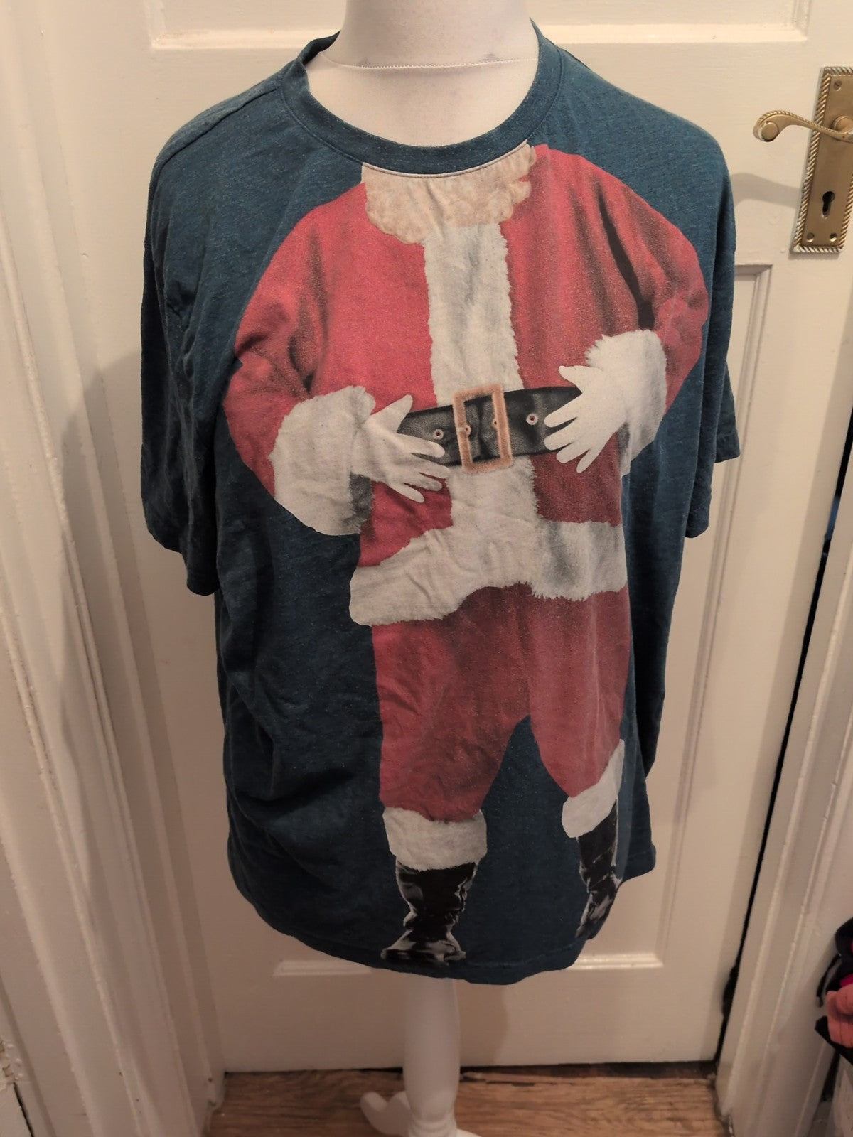 Tu 2XL Teal Santa Short Sleeve T-shirt