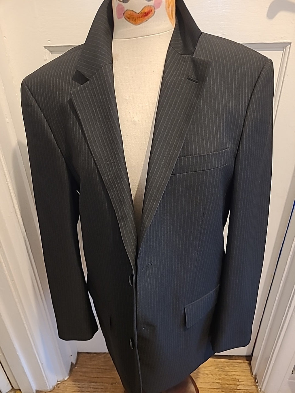 Mens Taylor&Wright Size 40" Black Pinstripe Blazer