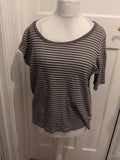 Bonmarche 22 Green And White Stripe Short Sleeve T-shirt