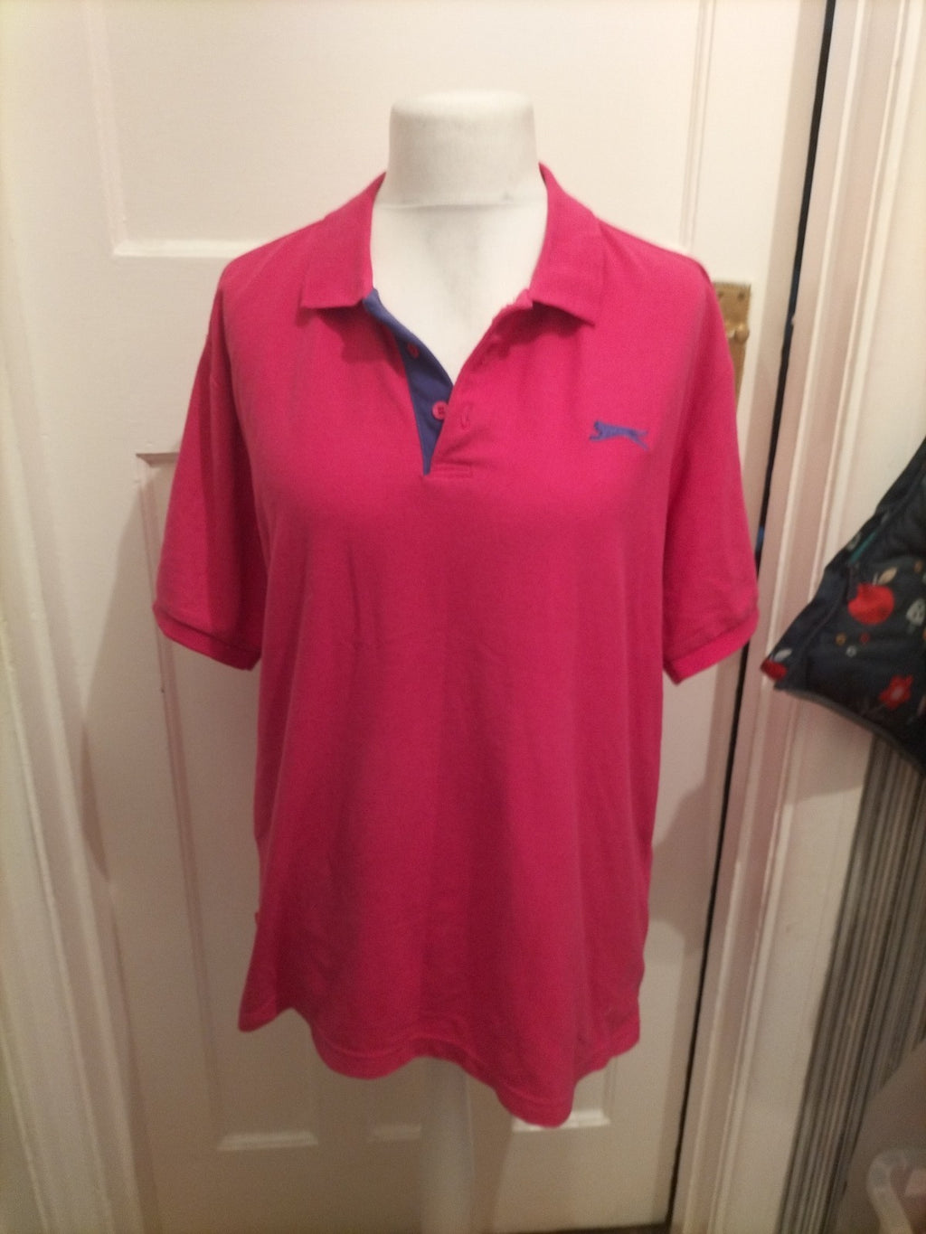 Mens Slazenger Size XL Pink Short Sleeved Collared Polo