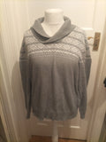Mens Primark XL Grey And White Collared Pullover Jumper