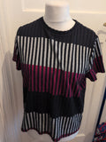 Ladies Tu 16 White Purple Navy Short Sleeve Jumper