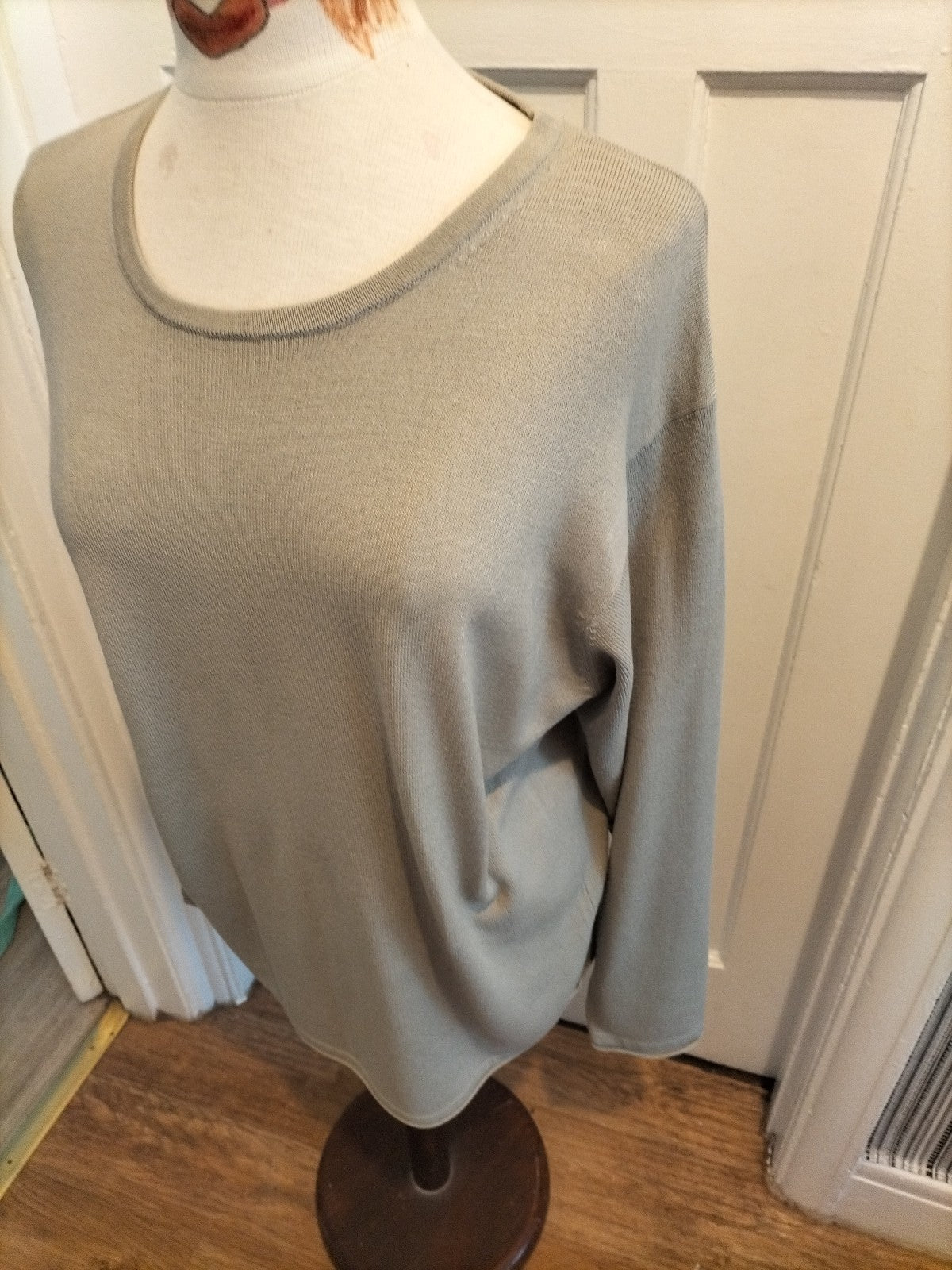 Mens Next Size Large Grey/Green Long Sleeved Jumper