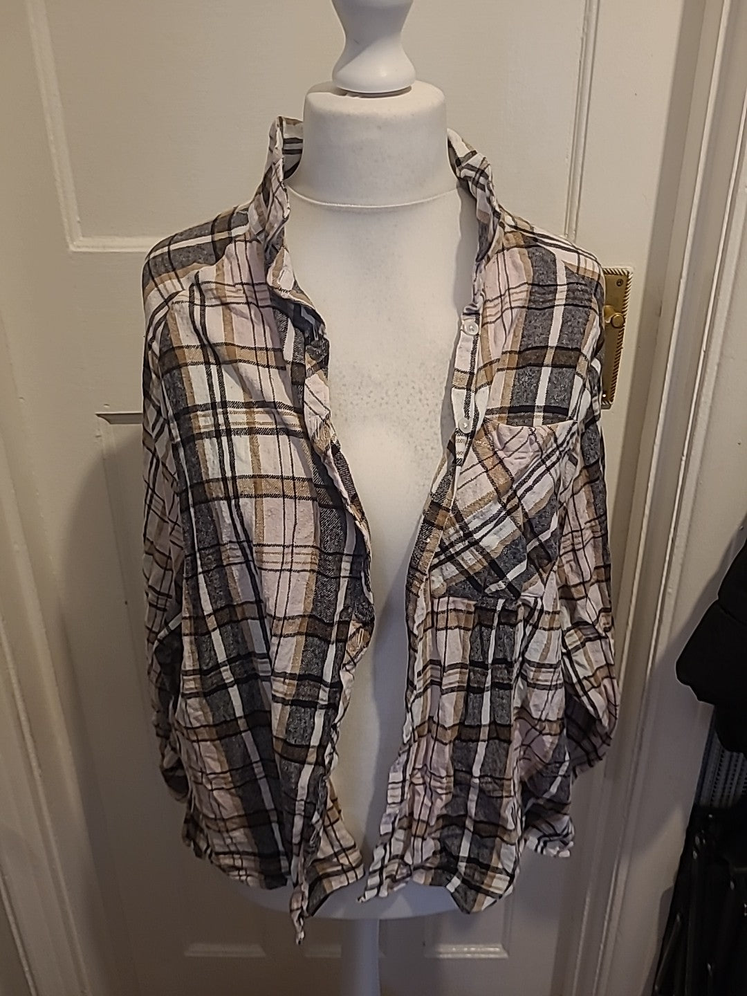 Ladies Jeff&Co Size 16 Multicoloured Check Buttoned Blouse