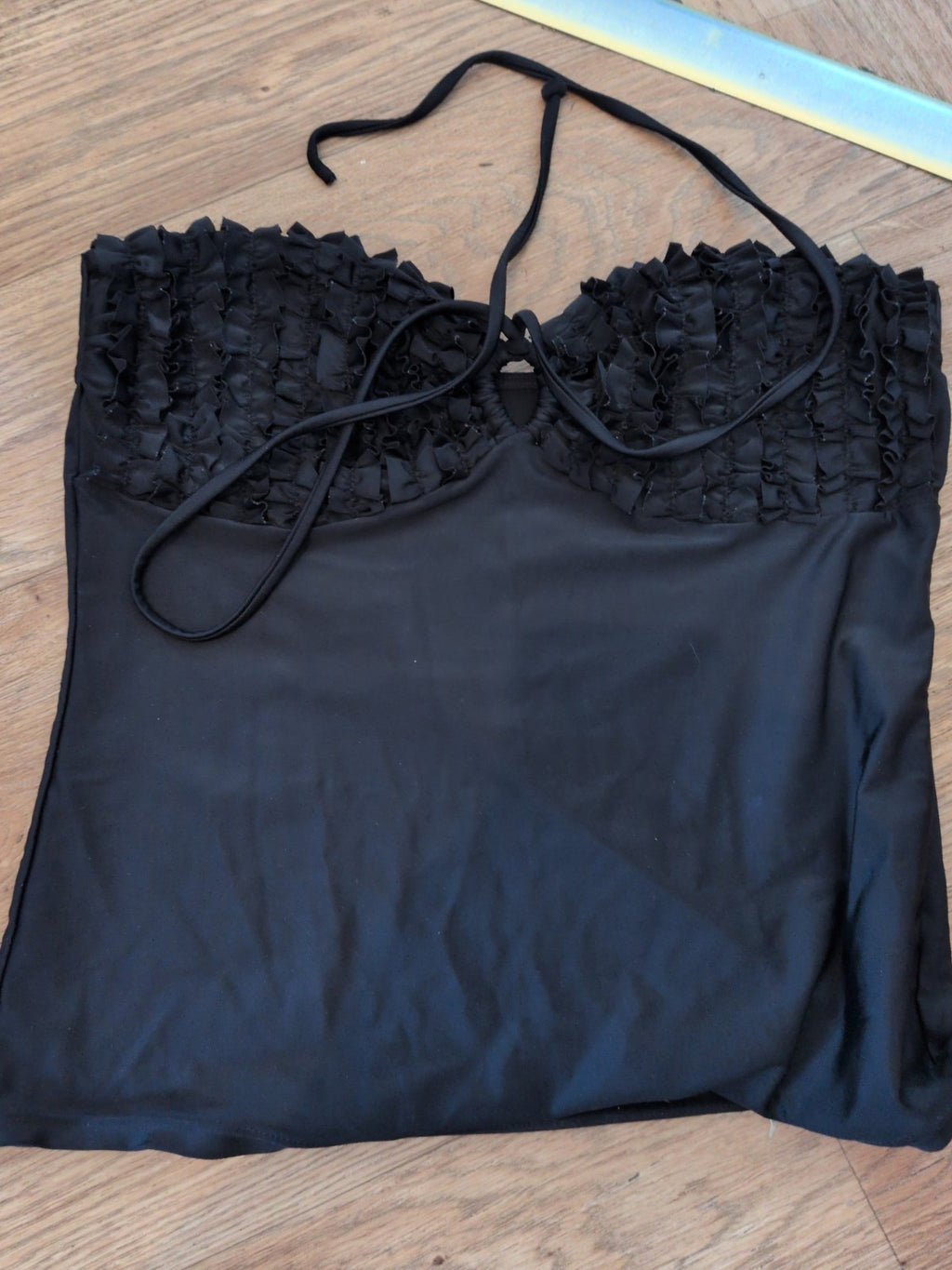 Next 16 Black Padded Ruffle Chest Halter neck Swimwear