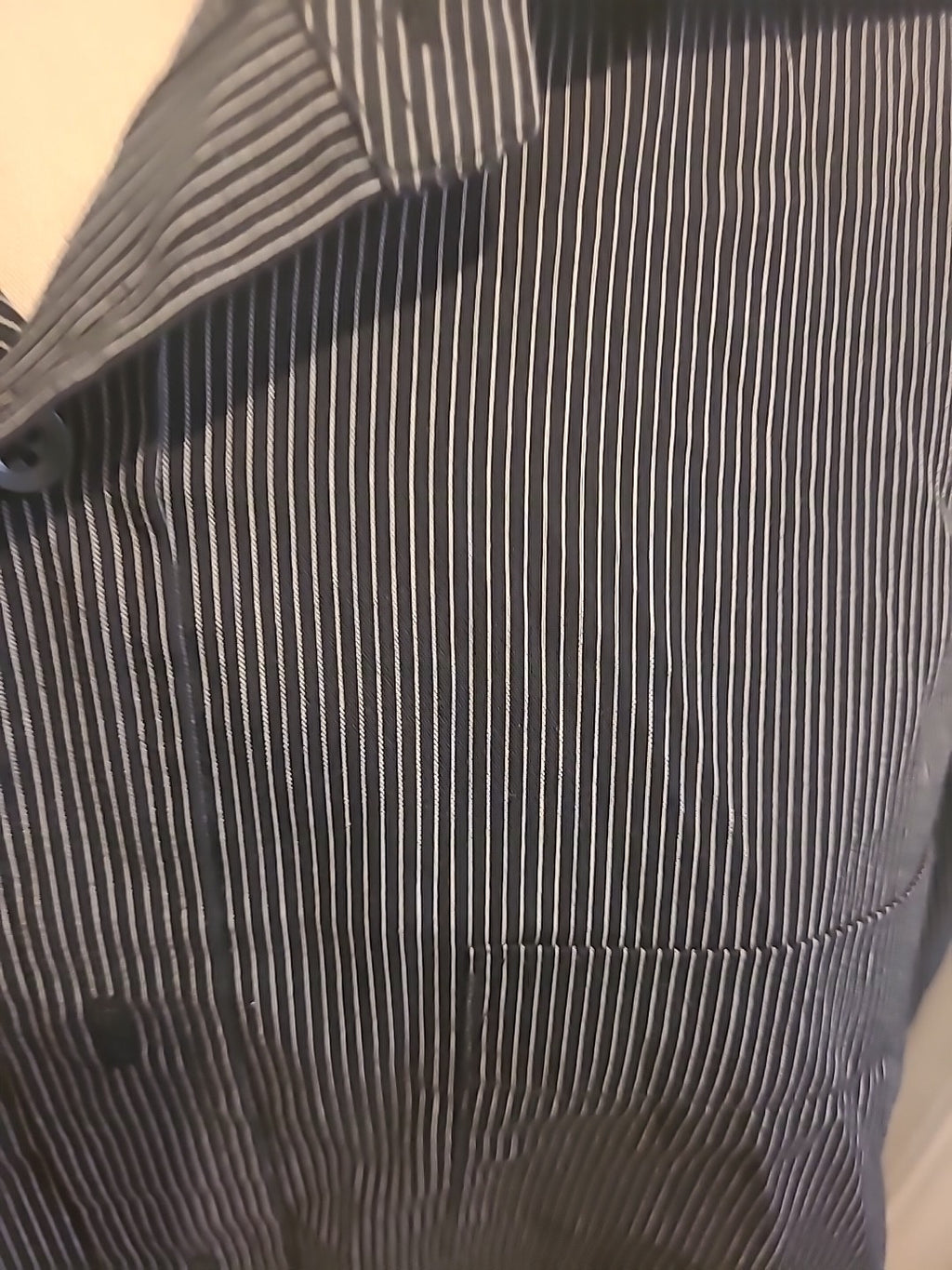 Mens Cedarwood State Size 16" Black/White Striped Long Sleeved Shirt