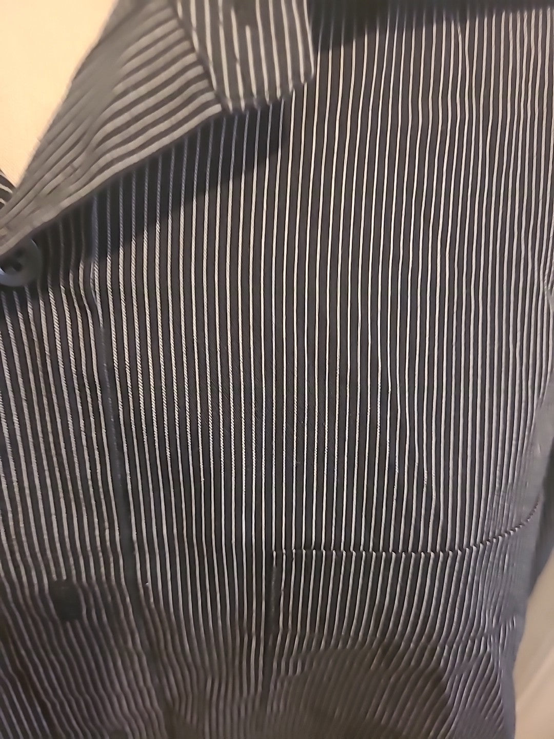 Mens Cedarwood State Size 16" Black/White Striped Long Sleeved Shirt