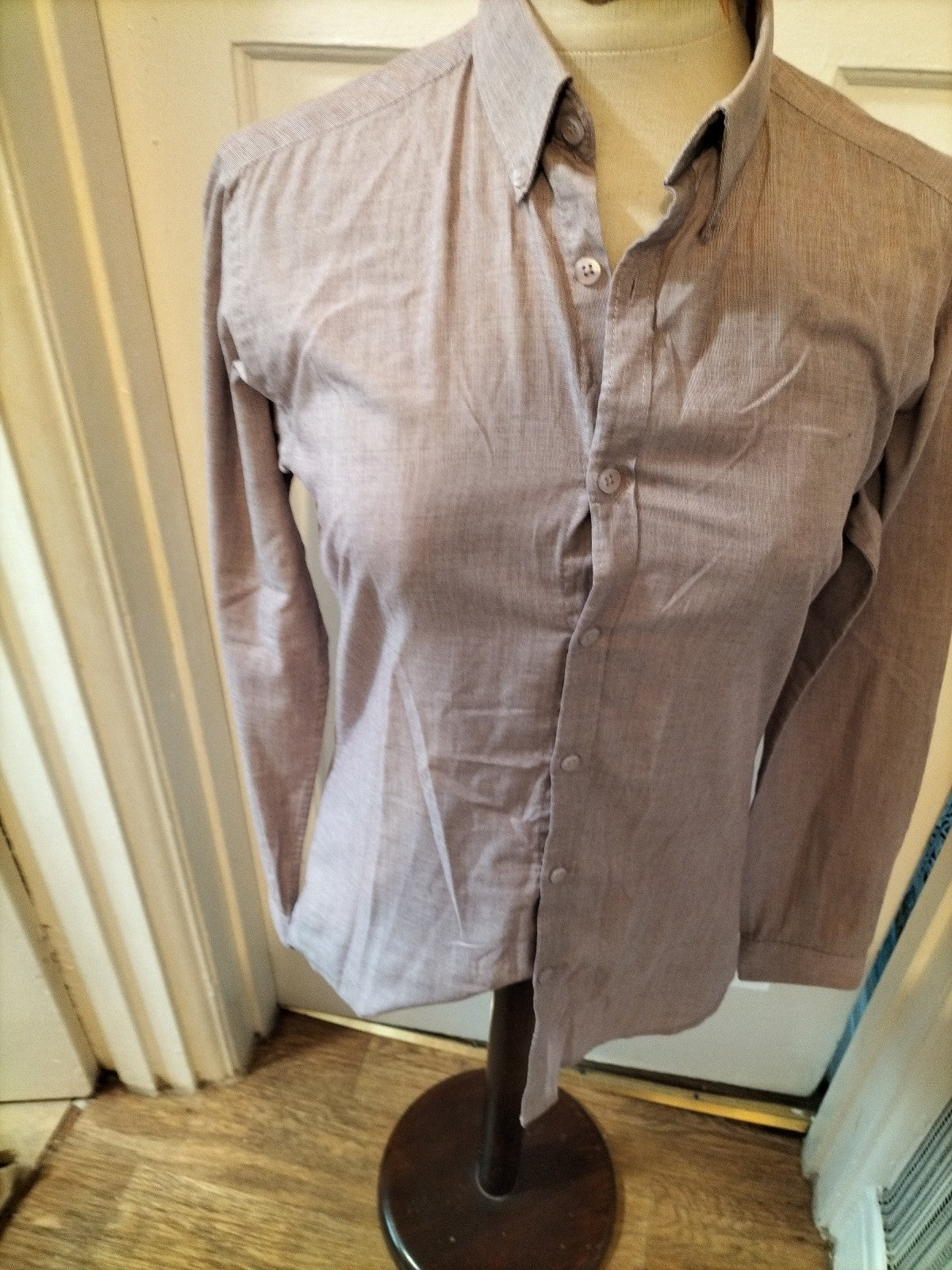 Mens Primark Size 14.5" Collar Purple Slim Fit Shirt