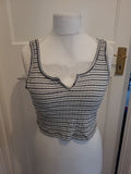 Ladies Topshop Size 14 Grey And Black Sleeveless Tshirt