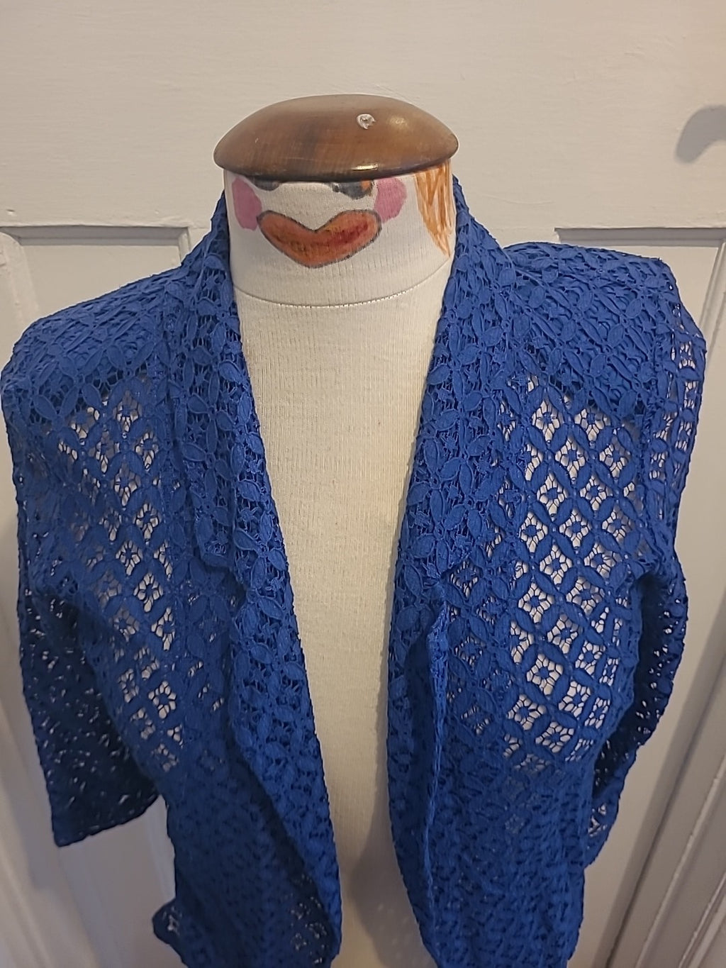 Ladies Unbranded Size Small Blue See Through Cardigan