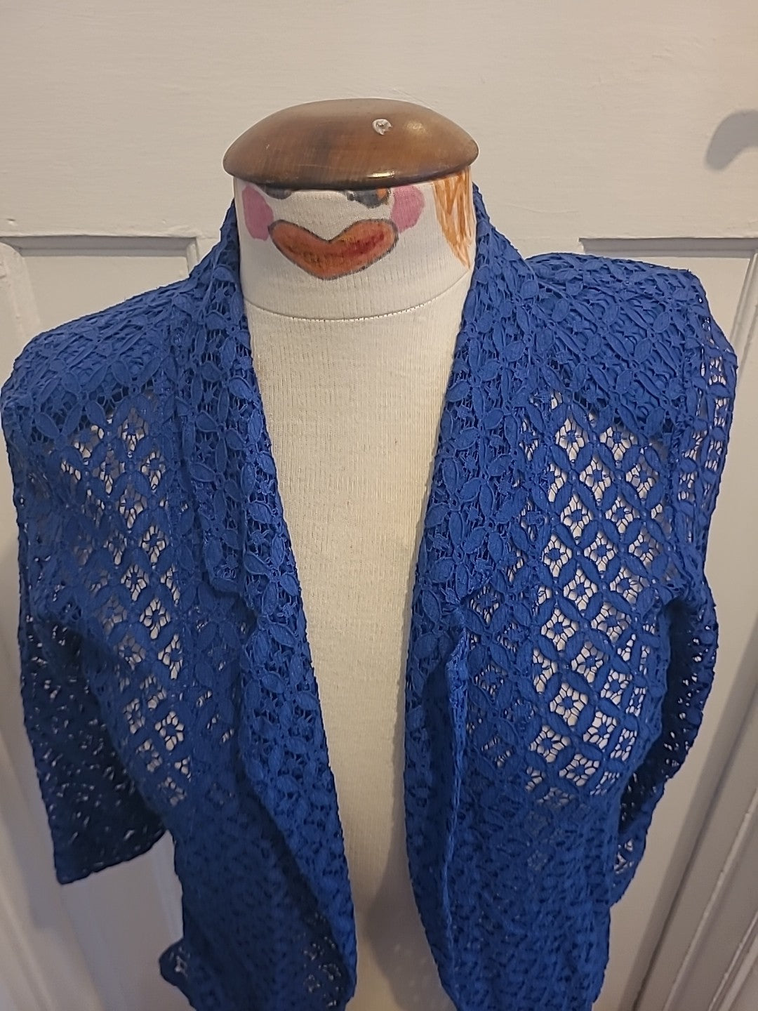 Ladies Unbranded Size Small Blue See Through Cardigan