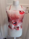 Shein Large Red And White Cross Cross Strapped Top