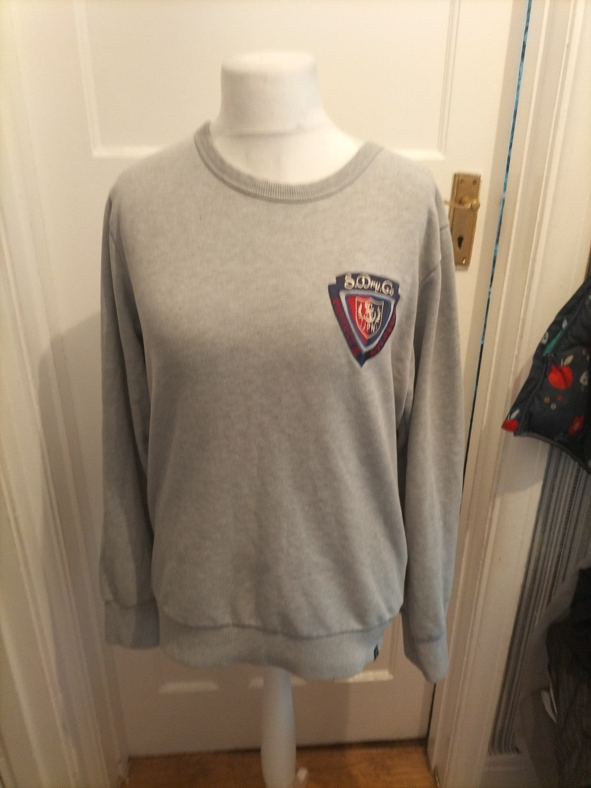 Mens Superdry Size XL Grey Long Sleeved Pullover Jumper