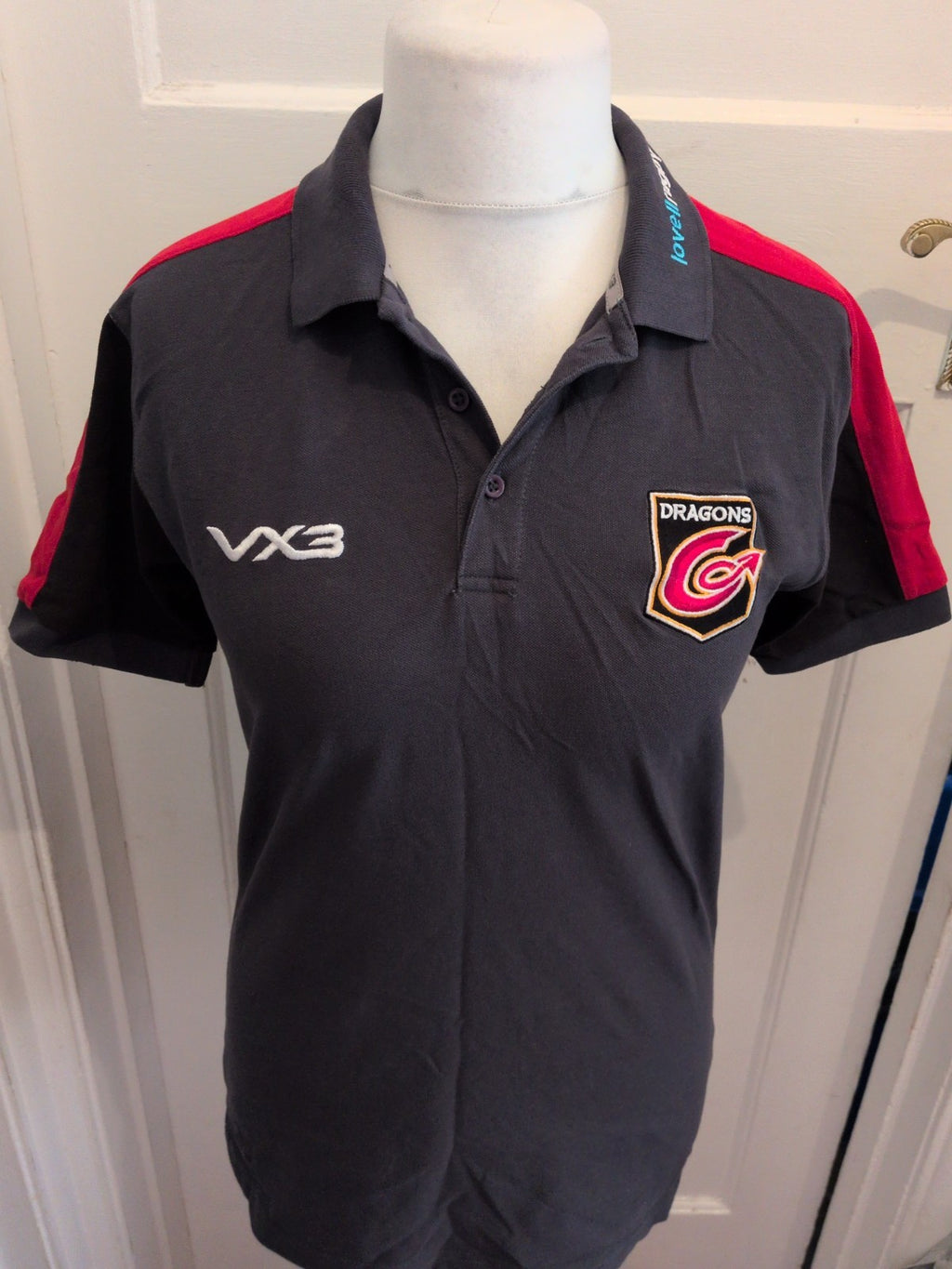 Vx3 Small Navy And Red Short Sleeve Dragons Polo