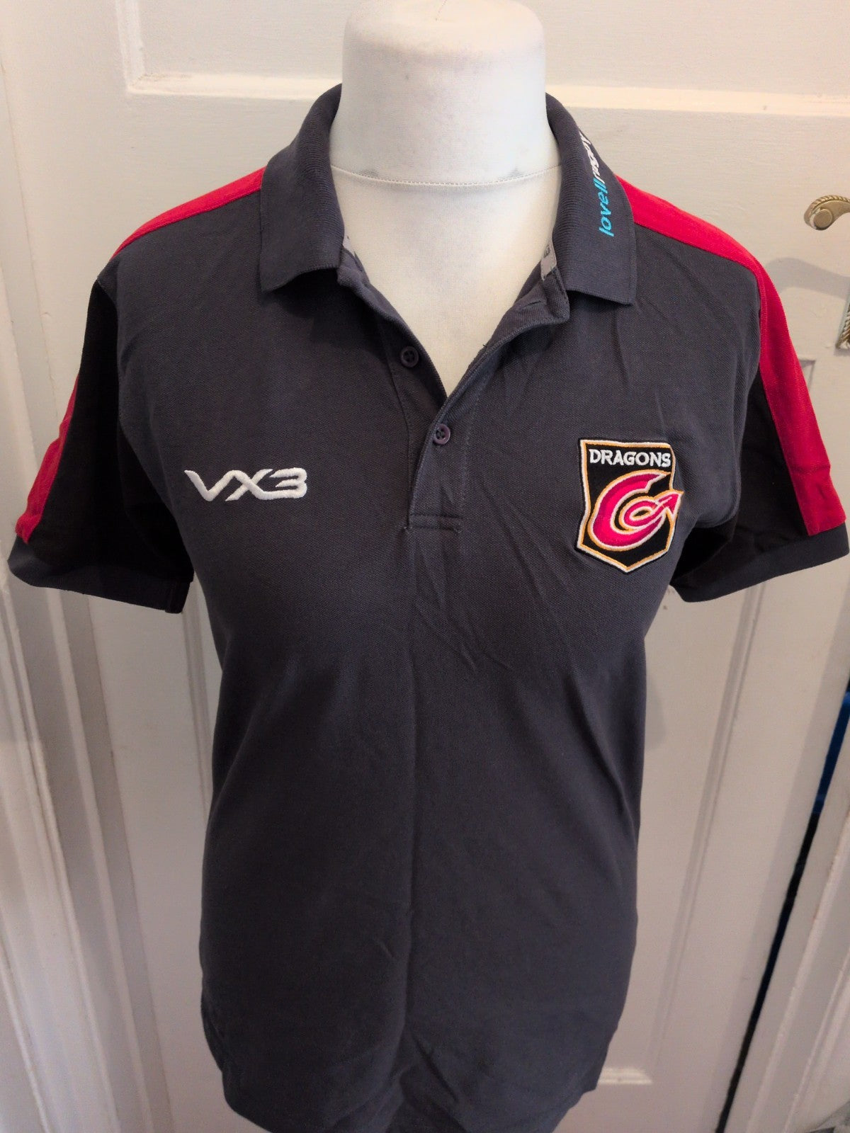 Vx3 Small Navy And Red Short Sleeve Dragons Polo