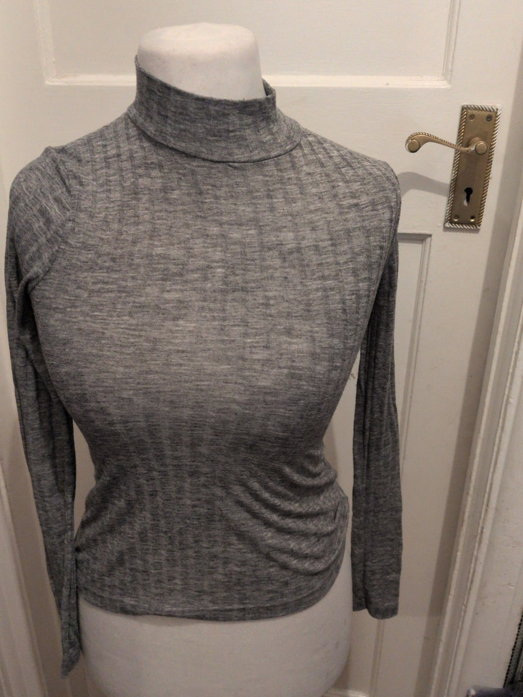 Topshop 8 Grey T-shirt Long Sleeve Brush Rib