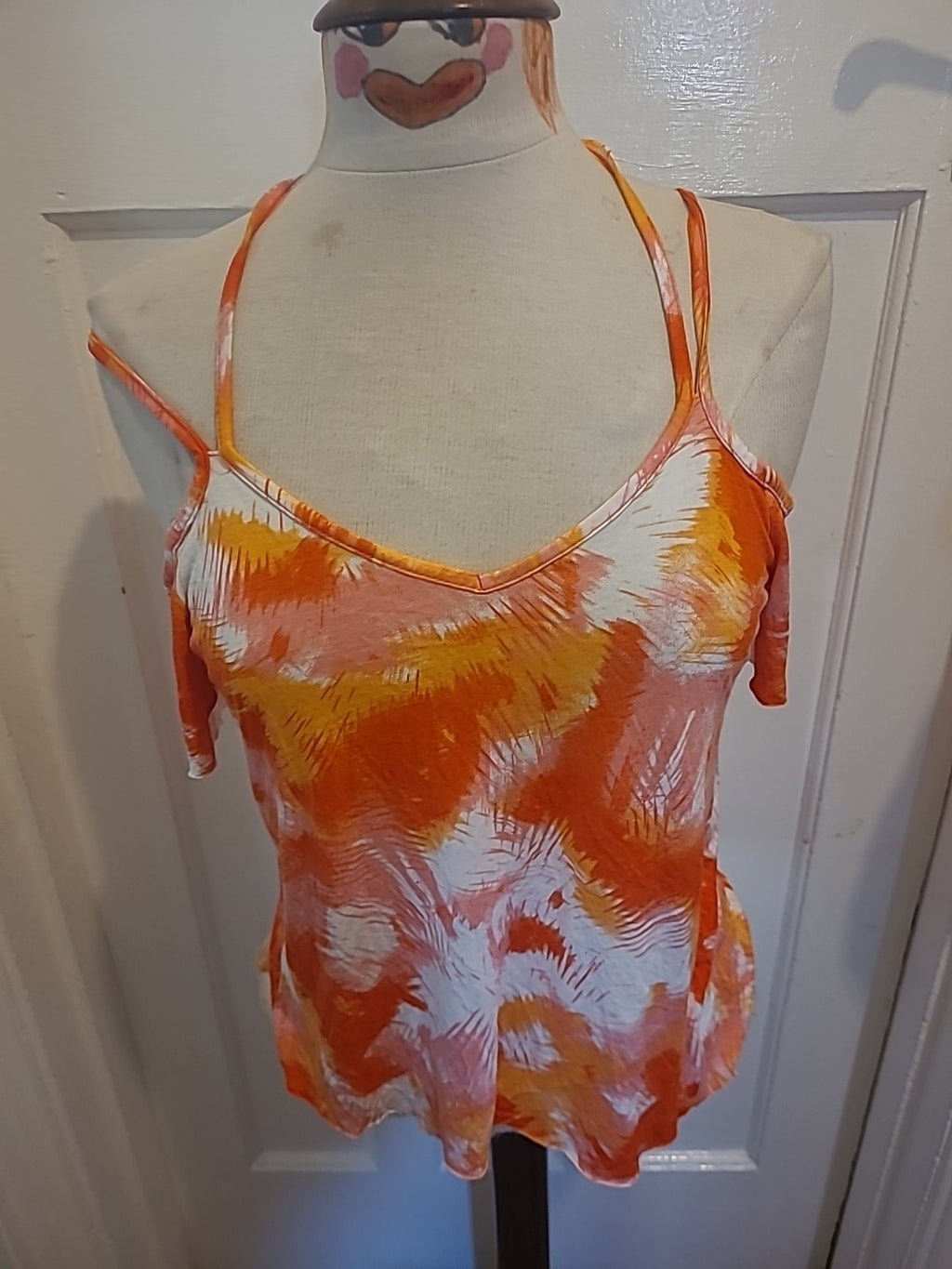 Ladies Primark Size 10 Coral Orange Spaghetti Strap Tshirt