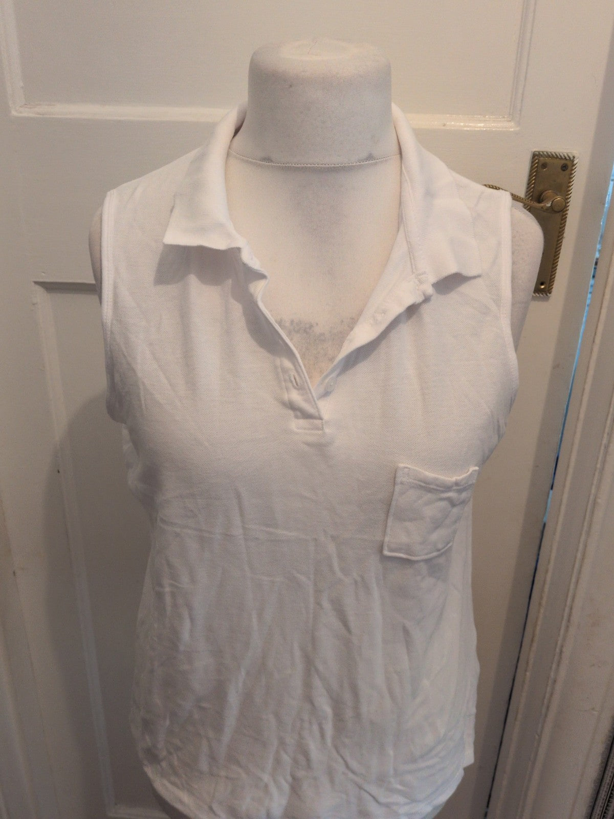 Ladies XL White Sleeveless Polo