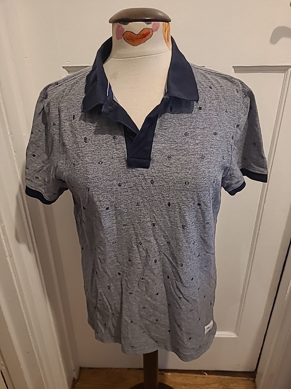Mens Soulcal & Co Size XL Deluxe Grey Pattern Polo