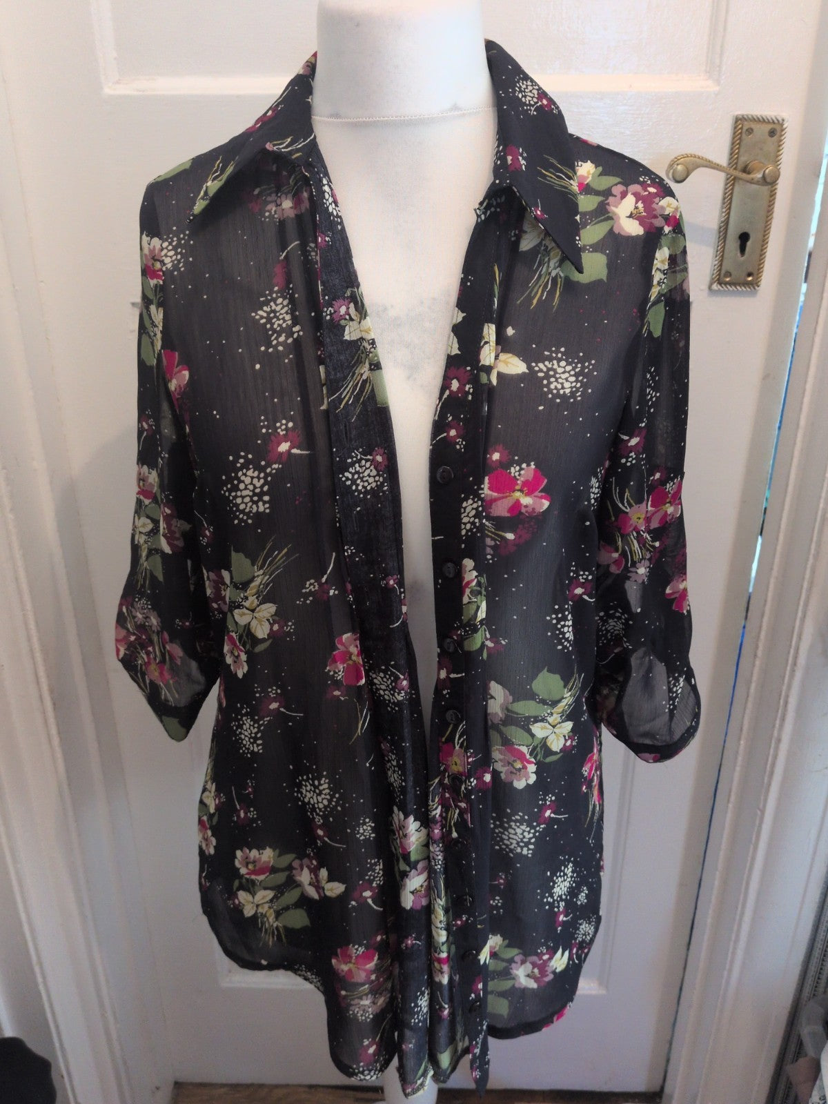 Papaya 16 Navy Floral Long Sleeve Blouse