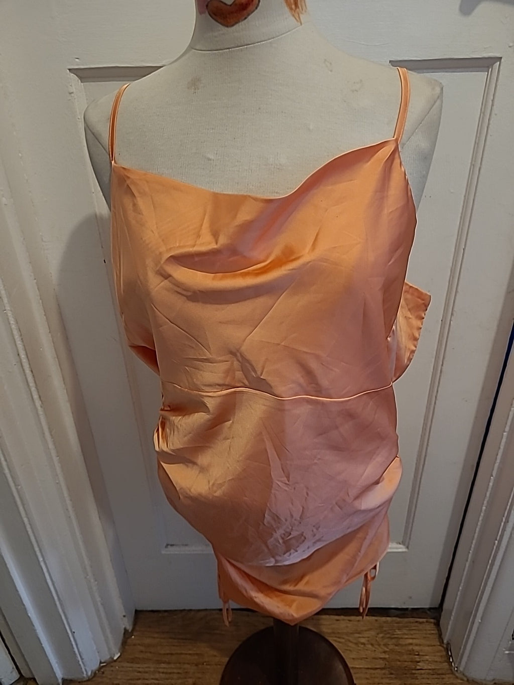 Ladies Missguided Size 12 Orange Sleeveless "Satin" Pencil Dress