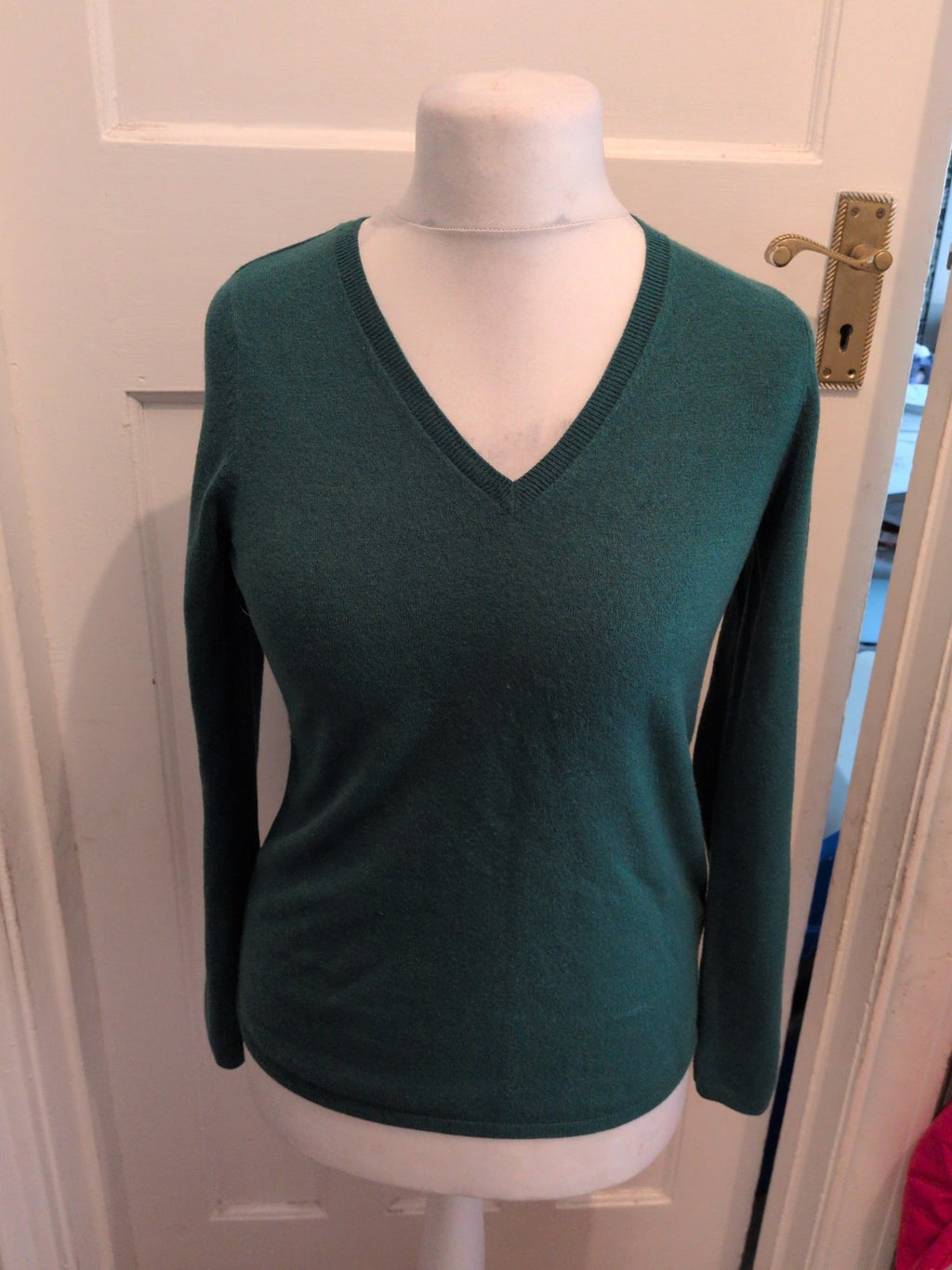 Ladies Marks And Spencer Size 12 Forest Green V Neck Pullover Jumper