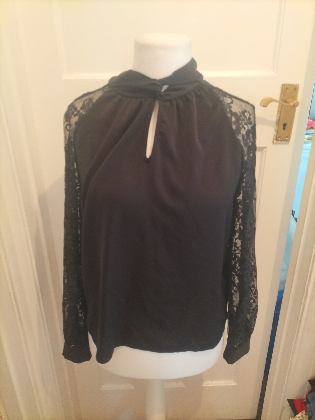 Shein Large Black Lace Sleeve Blouse