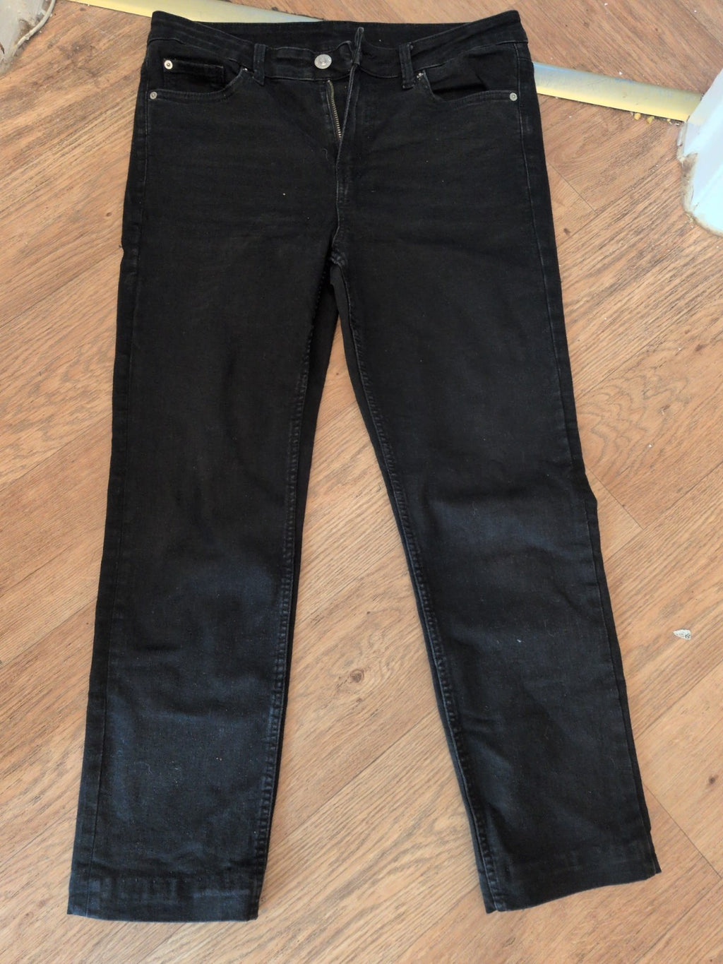 Ladies Size 14 Black Straight Jeans Stretch