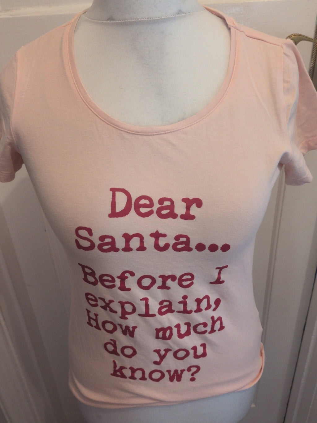 Esmara 12-14 Pink Santa Print Short Sleeve Pyjama Top