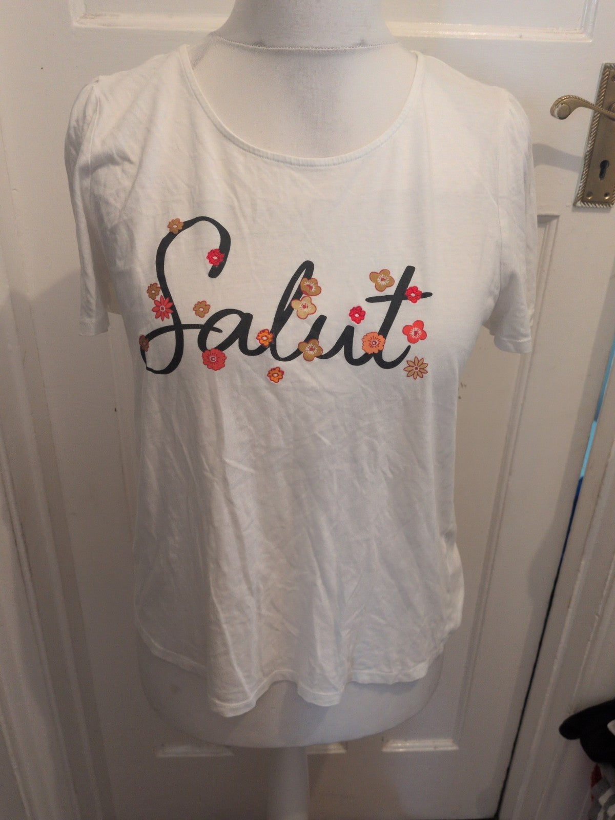 Tu 14 White "Salut" Short Sleeve T-shirt