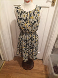 Ladies Zara Size Large Black Sleeveless White/Yellow Dress