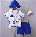 Brand New Torbayclothingco Boys 2 Years 90cm Blue And White Plam Tree Set