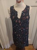 Ladies Apricot Size 10 Black/Green/Purple Floral Sleeveless Dress