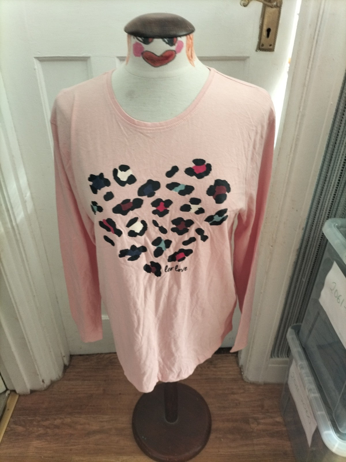 Ladies Esmara Size 12-14 Pink With Design Long Sleeved Tshirt