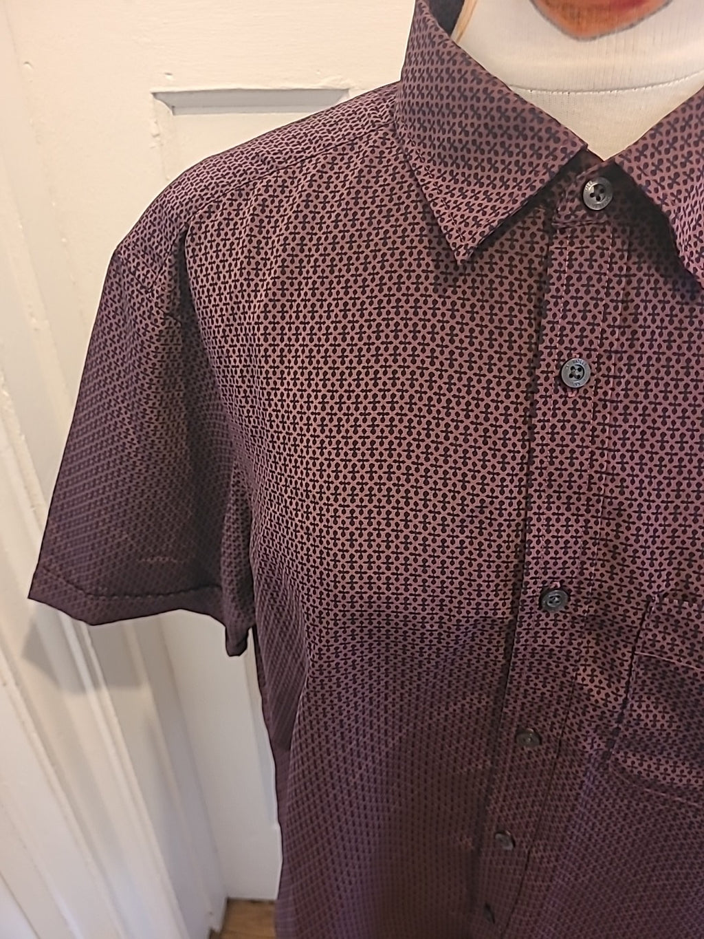 Mens Marks And Spencer Size Medium Purple Black Detailed Regular Fit Easy...