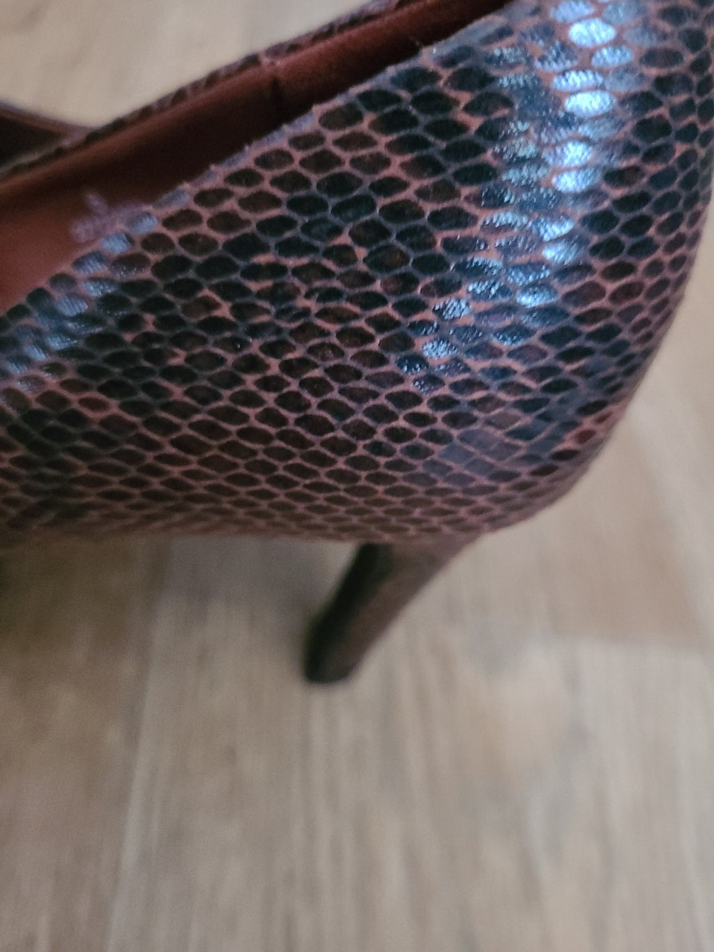 Ladies Marks And Spencer Size Uk 6 Brown Crocodile Skin Patterned Heels