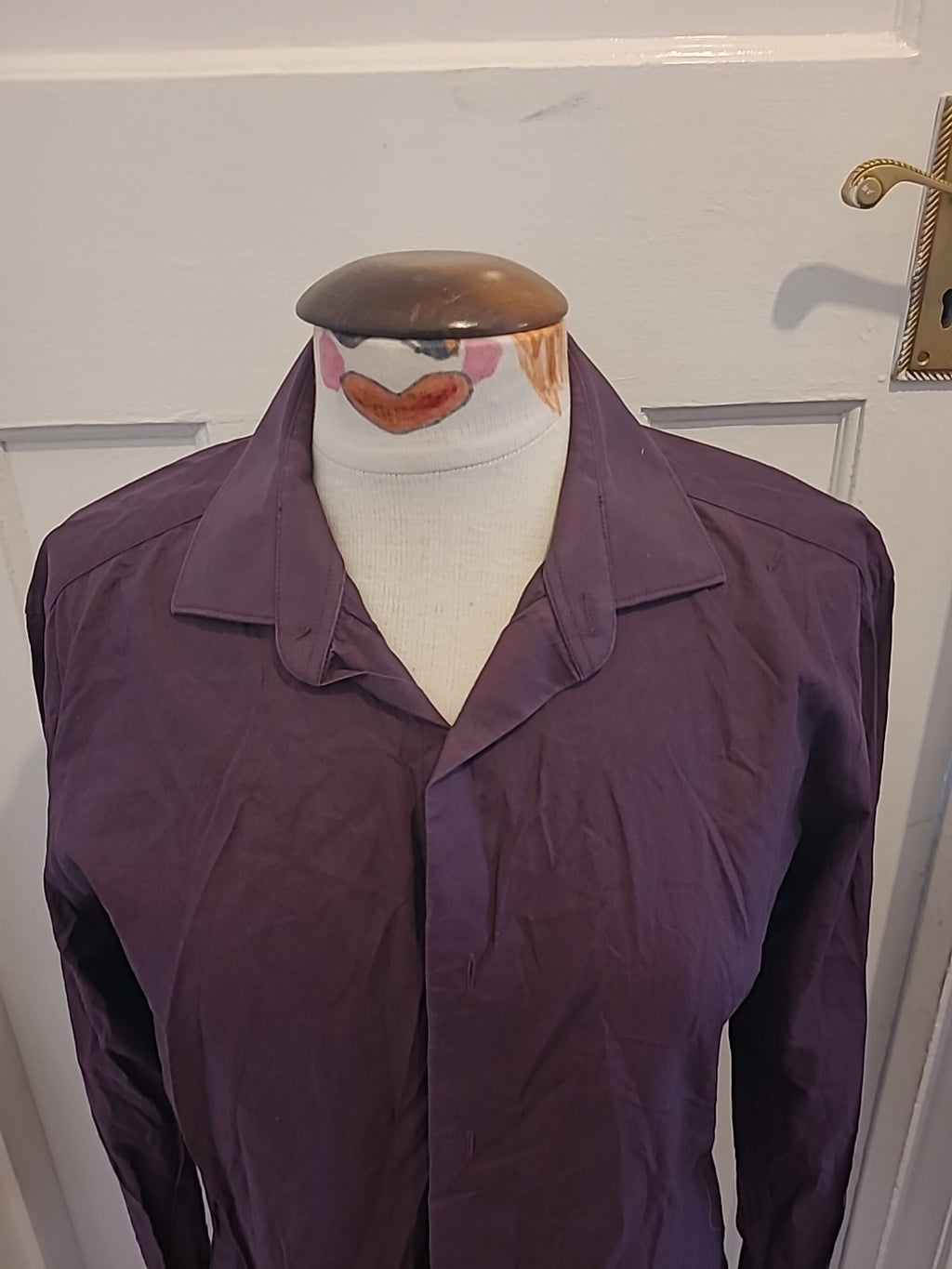 Mens Next 100% Cotton 15.5" Slim Fit Purple Shirt Long Sleeved