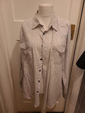 Mens Atlas For Men Size 3XL White And Navy Patterned Long Sleeved Shirt