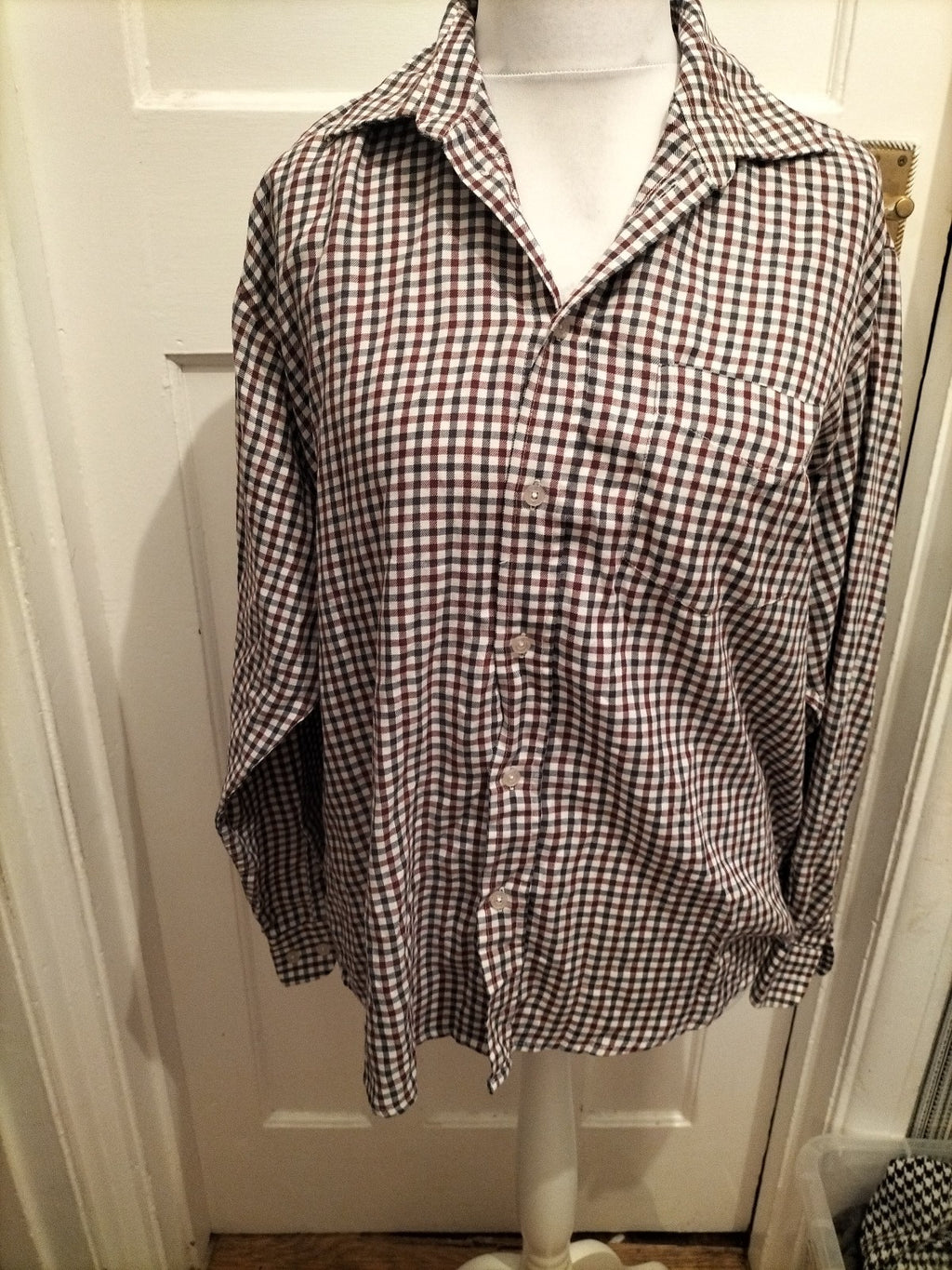 Mens EWM Size Large Purple/navy Check Shirt Long Sleeve
