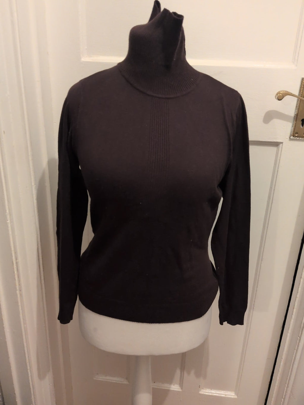 Ladies CC Size Small Brown long Sleeve Roll Neck Blouse