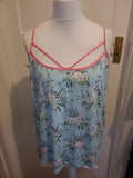 Ladies Tu Size 16 Pale Sky Blue With Pink Trim Sleeveless Pyjama Top